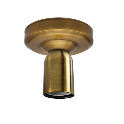 Flush Ceiling Lamp Holder – Metal, E27, 75 or 108 mm Plate - 108 mm, Yellow Brass, No Shade