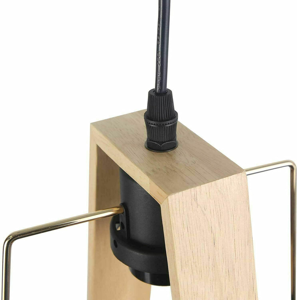 Wooden Frame Pendant Light – Trapezoid Wood Shade, E27 - photo 6