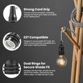 E27 Lamp Holder with Cord Grip & Dual Shade Rings – 4 Finishes