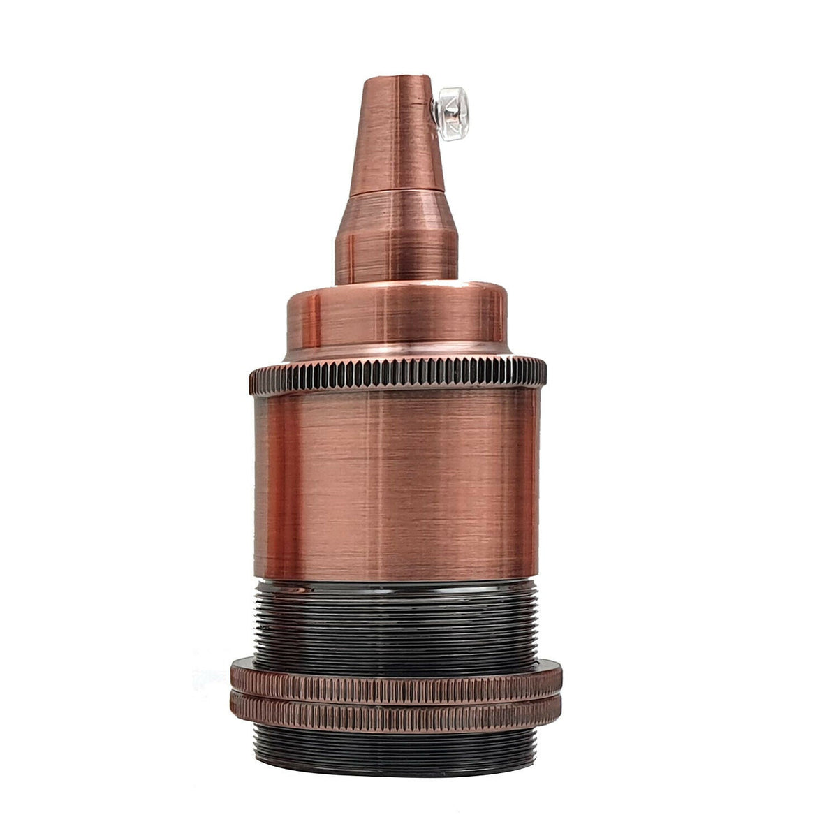 E27 Lamp Holder with Cord Grip & Dual Shade Rings – 4 Finishes - Copper, Single, Standard