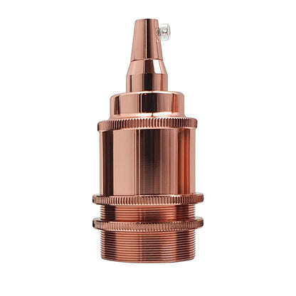 E27 Lamp Holder with Cord Grip & Dual Shade Rings – 4 Finishes - Rose Gold, Single, Standard