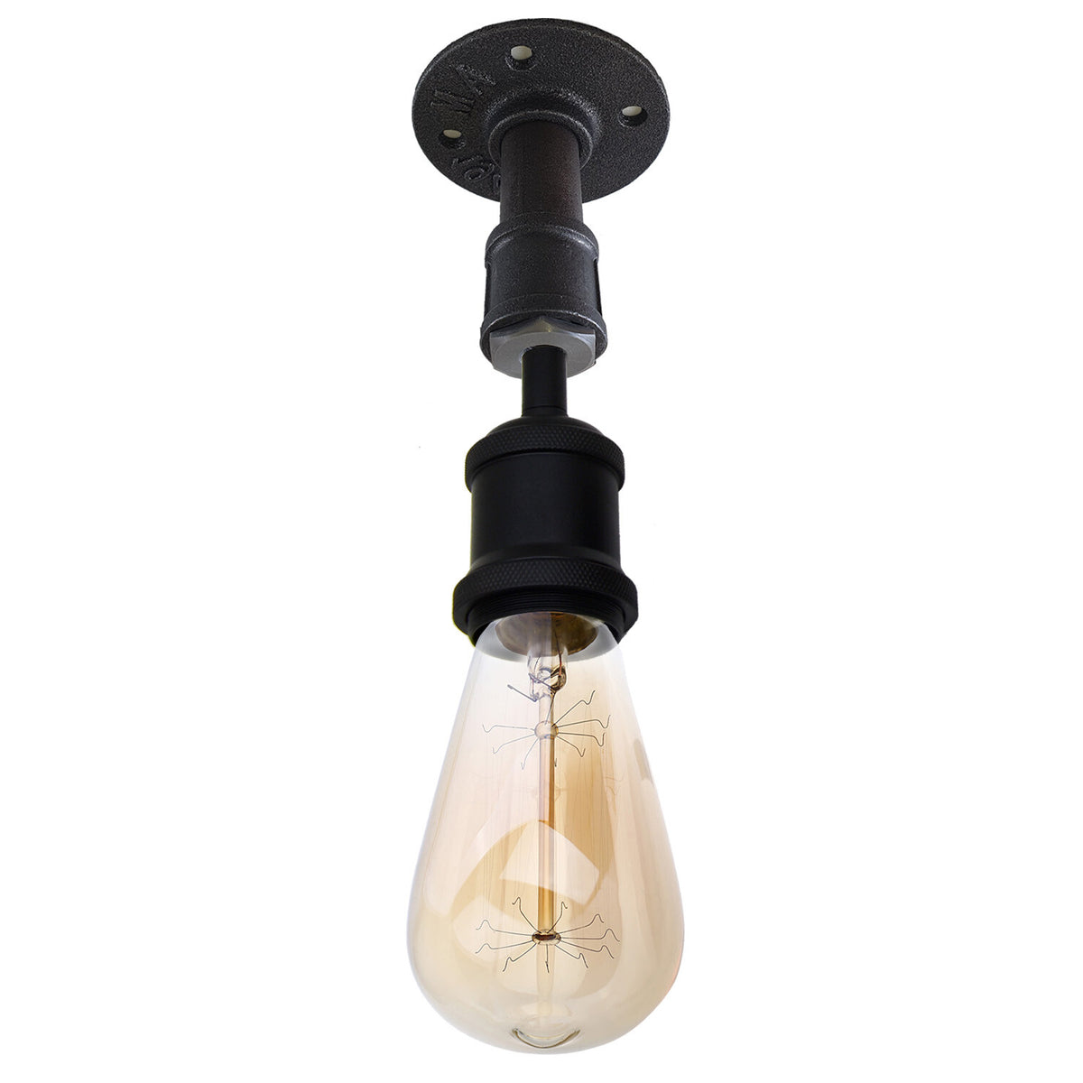 Steampunk Pipe Light Fitting – Wall or Ceiling, Rustic, E27 - photo 2
