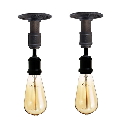 Steampunk Pipe Light Fitting – Wall or Ceiling, Rustic, E27 - Standard, Pack of 2, Without Bulb