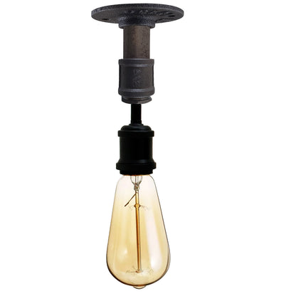 Steampunk Pipe Light Fitting – Wall or Ceiling, Rustic, E27 - Standard, Single, Without Bulb