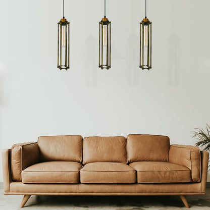 3-Light Cluster Pendant – Wire Cage Shades, Round Plate or Ceiling Bar - photo 3
