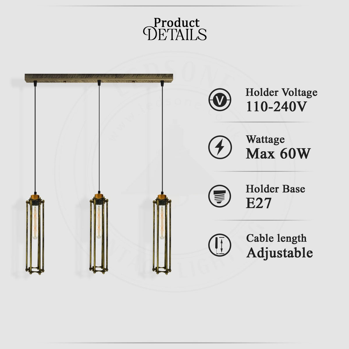 3-Light Cluster Pendant – Wire Cage Shades, Round Plate or Ceiling Bar - photo 4