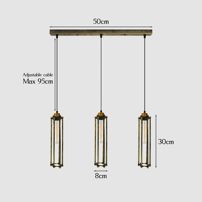 3-Light Cluster Pendant – Wire Cage Shades, Round Plate or Ceiling Bar - photo 6