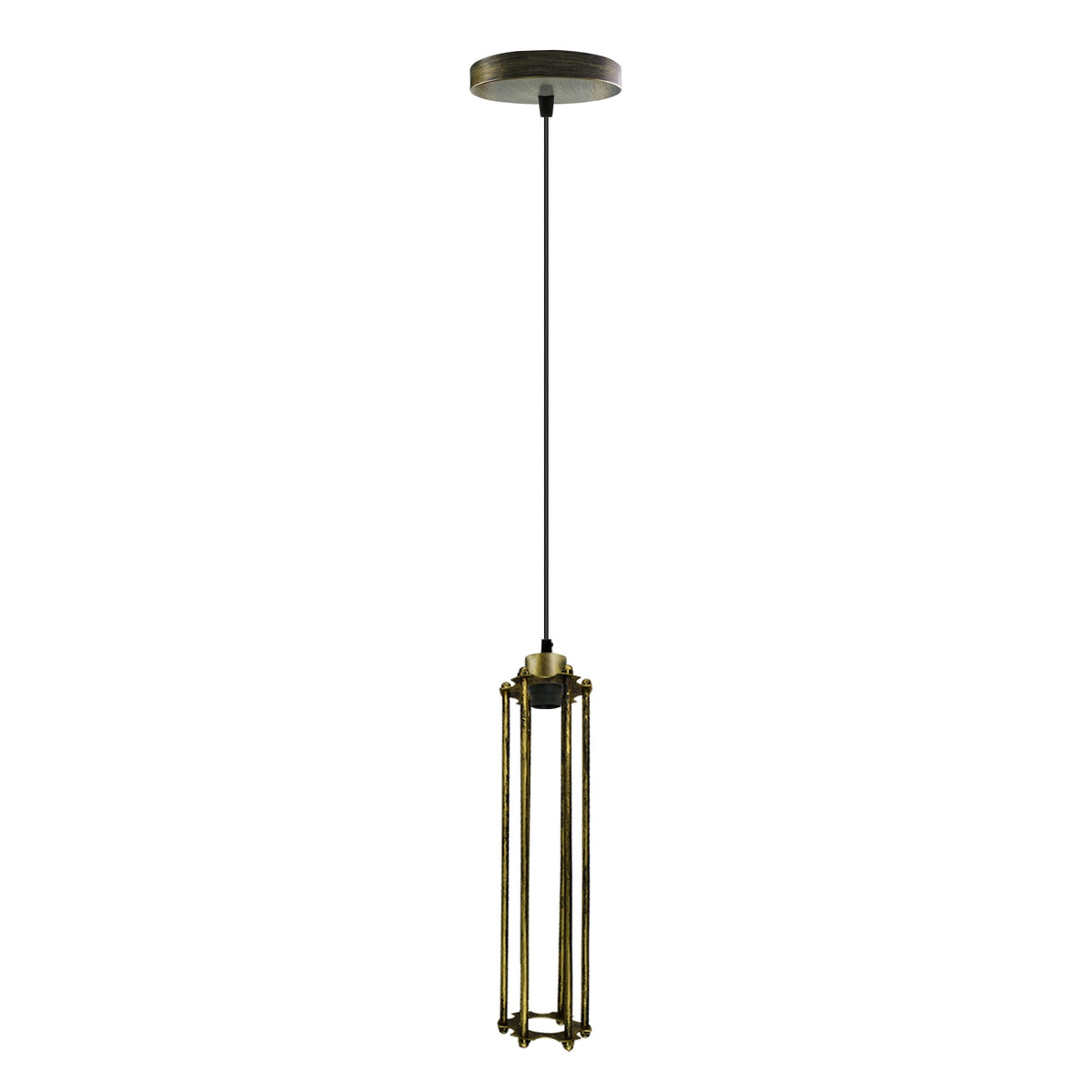 3-Light Cluster Pendant – Wire Cage Shades, Round Plate or Ceiling Bar - photo 8