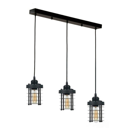 3-Light Cluster Pendant – Wire Cage Shades, Round Plate or Ceiling Bar - photo 56
