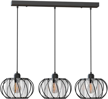 3-Light Cluster Pendant – Wire Cage Shades, Round Plate or Ceiling Bar - photo 64