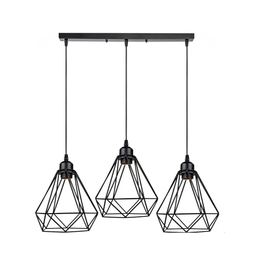 3-Light Cluster Pendant – Wire Cage Shades, Round Plate or Ceiling Bar - photo 41