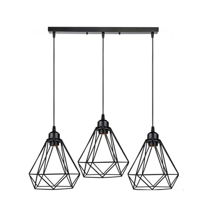 3-Light Cluster Pendant – Wire Cage Shades, Round Plate or Ceiling Bar - photo 41