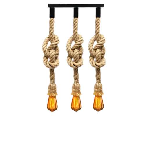 3-Light Hemp Rope Pendant on Ceiling Bar – E27 - photo 5