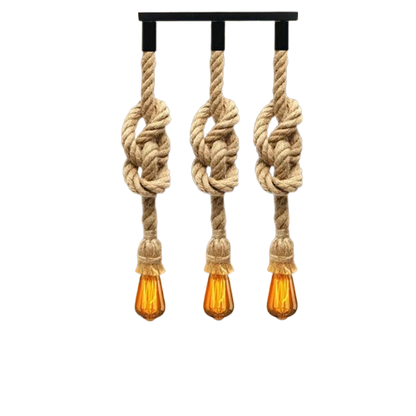 3-Light Hemp Rope Pendant on Ceiling Bar – E27 - photo 5