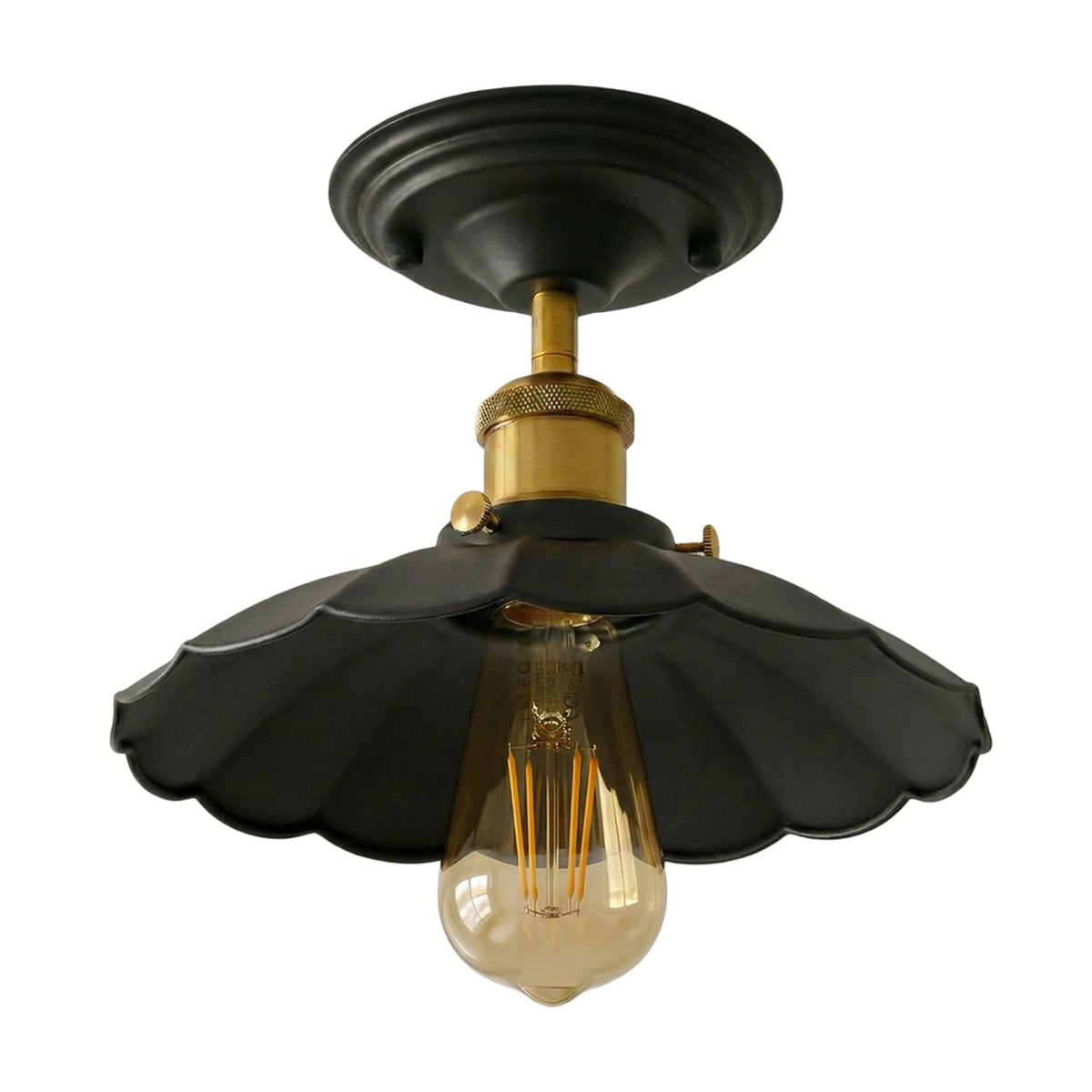 Semi Flush Ceiling Light – Scalloped, Dome or Gloss Metal Shade, E27 - photo 14
