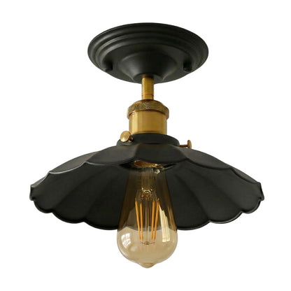 Semi Flush Ceiling Light – Scalloped, Dome or Gloss Metal Shade, E27 - photo 14