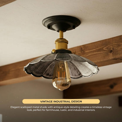 Semi Flush Ceiling Light – Scalloped, Dome or Gloss Metal Shade, E27 - photo 15