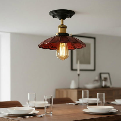 Semi Flush Ceiling Light – Scalloped, Dome or Gloss Metal Shade, E27 - photo 19