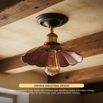Semi Flush Ceiling Light – Scalloped, Dome or Gloss Metal Shade, E27 - photo 20