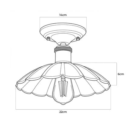 Semi Flush Ceiling Light – Scalloped, Dome or Gloss Metal Shade, E27 - photo 3