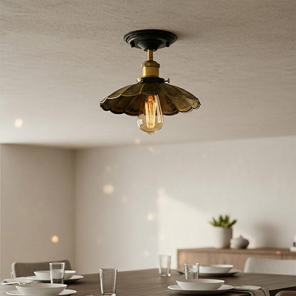 Semi Flush Ceiling Light – Scalloped, Dome or Gloss Metal Shade, E27 - photo 24
