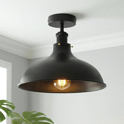 Semi Flush Ceiling Light – Scalloped, Dome or Gloss Metal Shade, E27 - photo 41