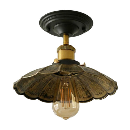 Semi Flush Ceiling Light – Scalloped, Dome or Gloss Metal Shade, E27 - photo 5