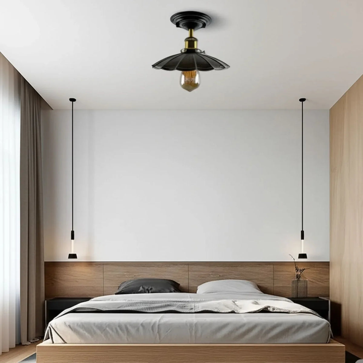 Semi Flush Ceiling Light – Scalloped, Dome or Gloss Metal Shade, E27 - photo 48