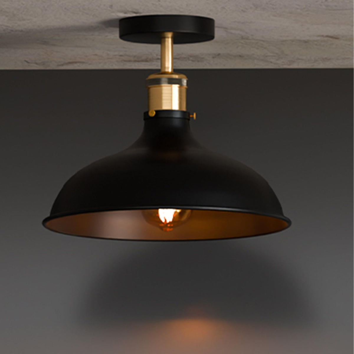 Semi Flush Ceiling Light – Scalloped, Dome or Gloss Metal Shade, E27 - photo 49