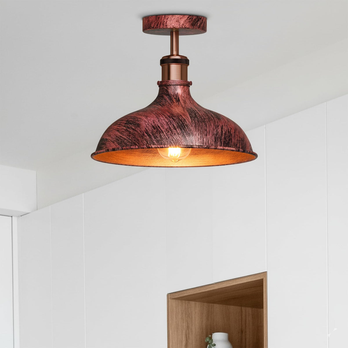 Semi Flush Ceiling Light – Scalloped, Dome or Gloss Metal Shade, E27 - photo 51