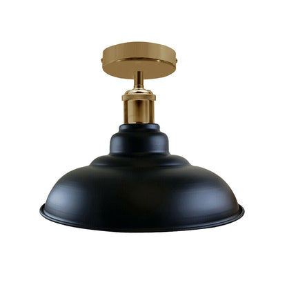 Semi Flush Ceiling Light – Scalloped, Dome or Gloss Metal Shade, E27 - French Gold, Gloss Metal 32 cm Black & White Inner, Without Bulb