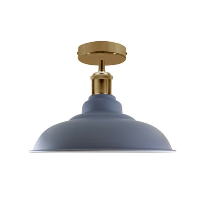 Semi Flush Ceiling Light – Scalloped, Dome or Gloss Metal Shade, E27 - French Gold, Gloss Metal 32 cm Grey, Without Bulb
