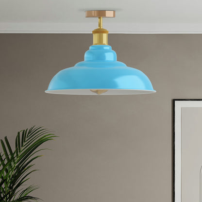 Semi Flush Ceiling Light – Scalloped, Dome or Gloss Metal Shade, E27 - photo 72