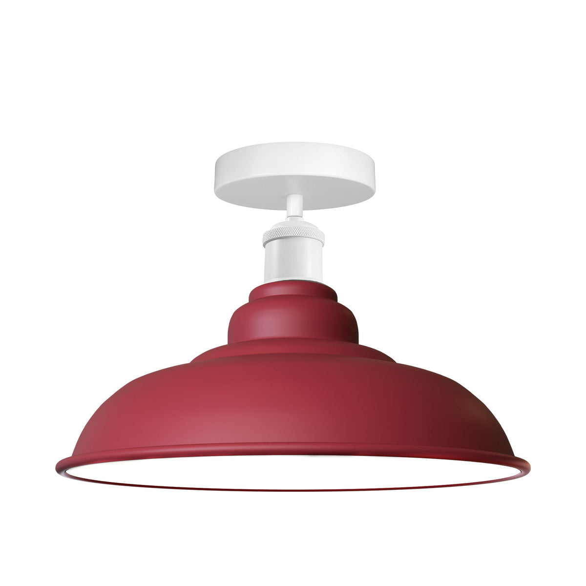 Semi Flush Ceiling Light – Scalloped, Dome or Gloss Metal Shade, E27 - White, Gloss Metal 32 cm Burgundy, Without Bulb
