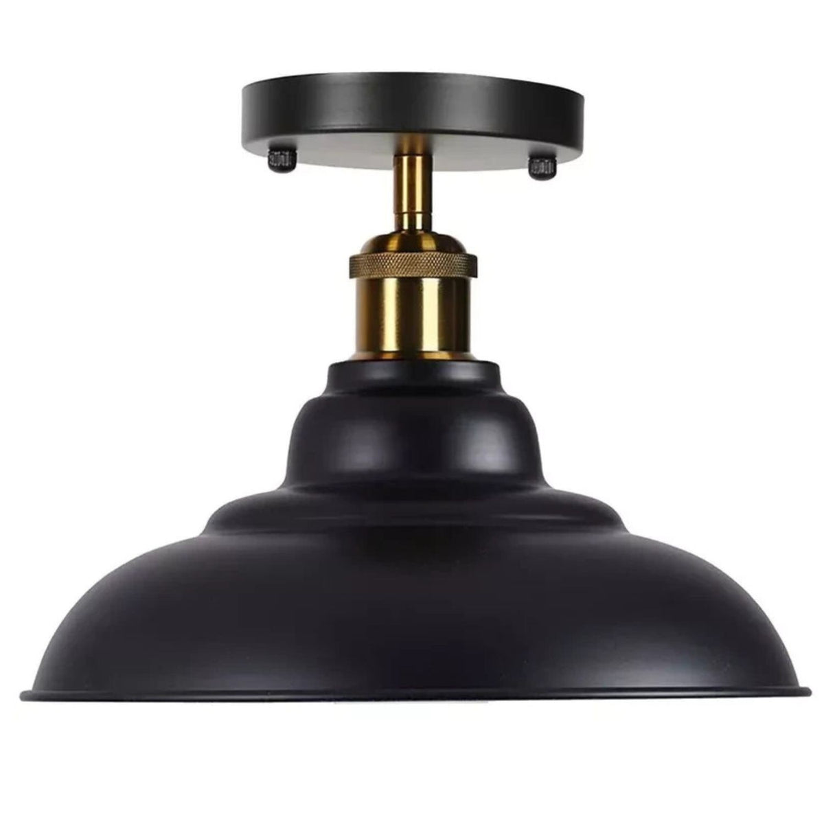 Semi Flush Ceiling Light – Scalloped, Dome or Gloss Metal Shade, E27 - Yellow Brass, Gloss Metal 32 cm Black & White Inner, Without Bulb