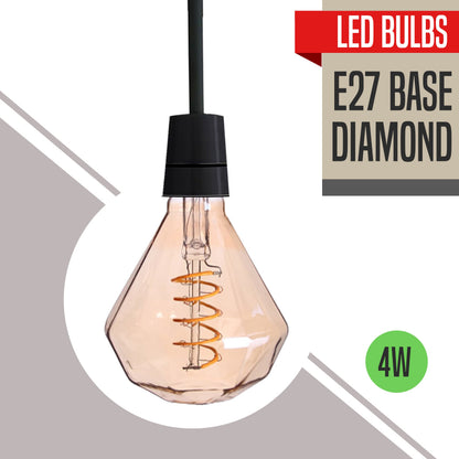 Vintage Spiral Filament LED Bulbs E27 – Globe, Diamond, Heart, Star & Tube - photo 4