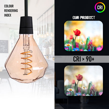 Vintage Spiral Filament LED Bulbs E27 – Globe, Diamond, Heart, Star & Tube - photo 8