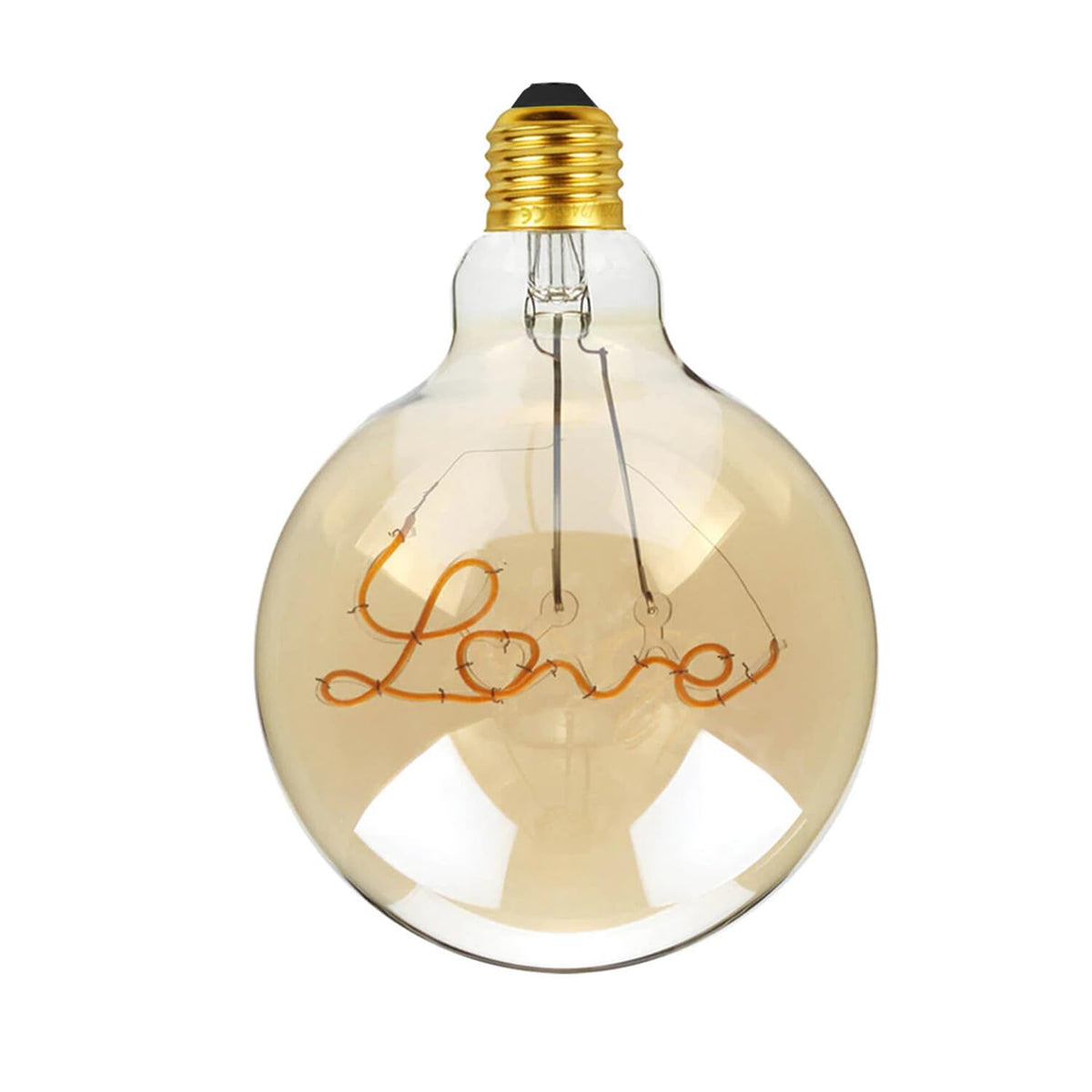 Vintage Spiral Filament LED Bulbs E27 – Globe, Diamond, Heart, Star & Tube - G125 Love, E27 4W, Single