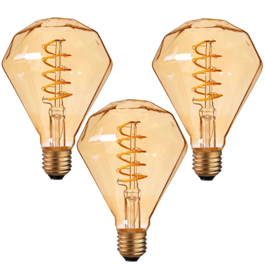 Vintage Spiral Filament LED Bulbs E27 – Globe, Diamond, Heart, Star & Tube - photo 22