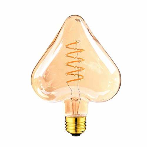 Vintage Spiral Filament LED Bulbs E27 – Globe, Diamond, Heart, Star & Tube - Heart, E27 4W, Single
