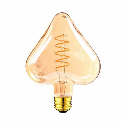 Vintage Spiral Filament LED Bulbs E27 – Globe, Diamond, Heart, Star & Tube - Heart, E27 4W, Single