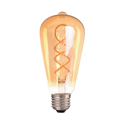 Vintage Spiral Filament LED Bulbs E27 – Globe, Diamond, Heart, Star & Tube - ST64 Spiral, E27 4W, Single