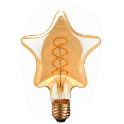 Vintage Spiral Filament LED Bulbs E27 – Globe, Diamond, Heart, Star & Tube - Star, E27 4W, Single