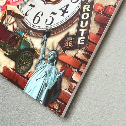 Route 66 Vintage Square Wall Clock – 38 cm, Classic Car & Roses - photo 5