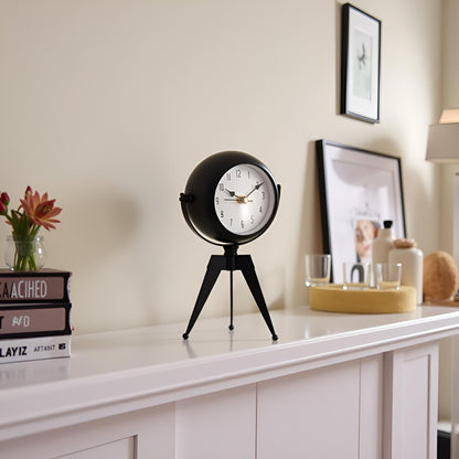Tripod Table Clock with Mirror – Rotating Head, Black, 20 cm - photo 5