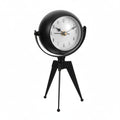 Tripod Table Clock with Mirror – Rotating Head, Black, 20 cm