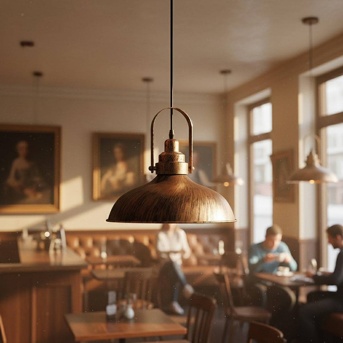 Industrial Hooded Pendant Light – Brushed Copper, 16 or 36 cm Shade - photo 3
