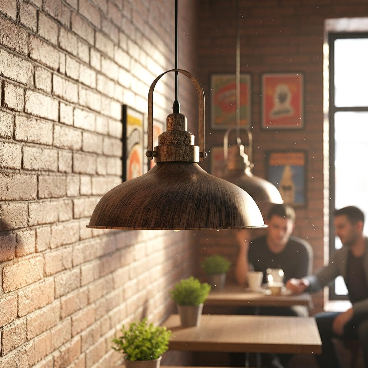 Industrial Hooded Pendant Light – Brushed Copper, 16 or 36 cm Shade - photo 4