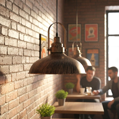 Industrial Hooded Pendant Light – Brushed Copper, 16 or 36 cm Shade - photo 4