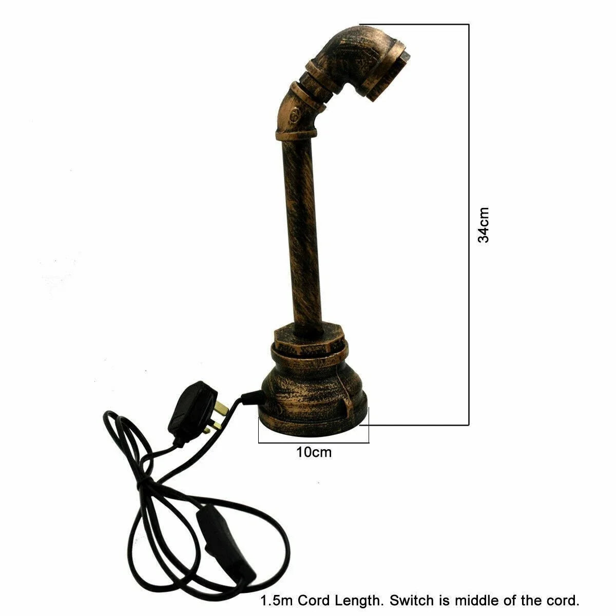 Vintage style Plug in Water Pipe Steampunk Desk Light Lamp - photo 4